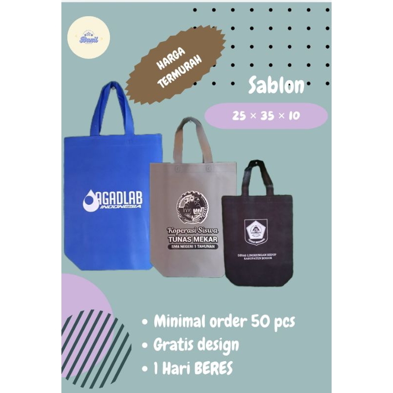 

TAS SPUNBON CUSTOM BOX 25 x 35 FREE SABLON & DESAIN 1 HARI BERES