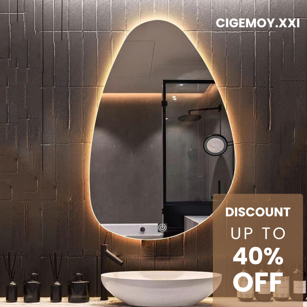 Cermin LED Aesthetic Dinding Kaca 60 x 45 cm/ Aesthetic Mirror / Mirrorplus / [GARANSI 100%] FREE PA