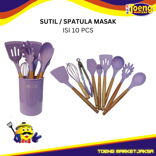 KITCHEN SET / SPATULA SUTIL SET ISI 10 / BERYL KITCHEN TOOL RTS-110 GREY/PURPLE RCL
