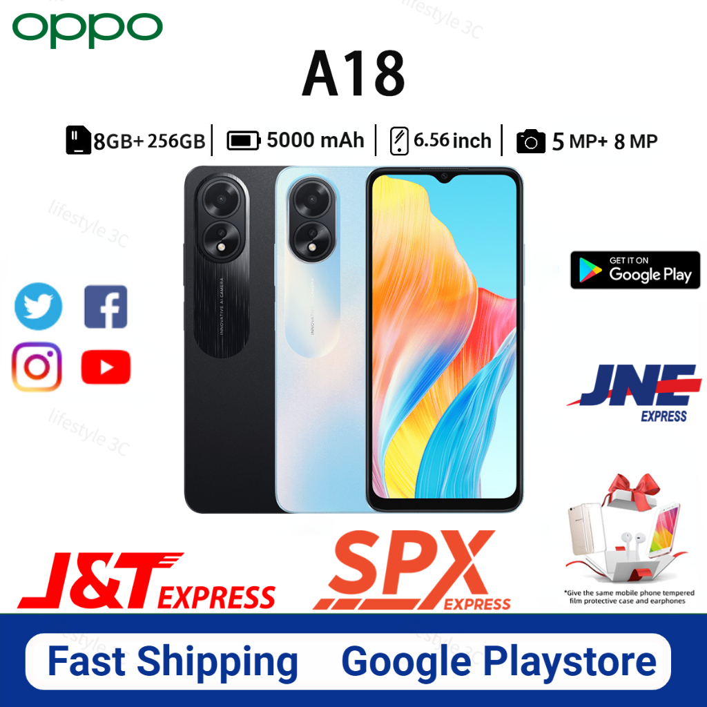 HP OPPO A18 RAM 8GB/256GB Smartphone bisa COD