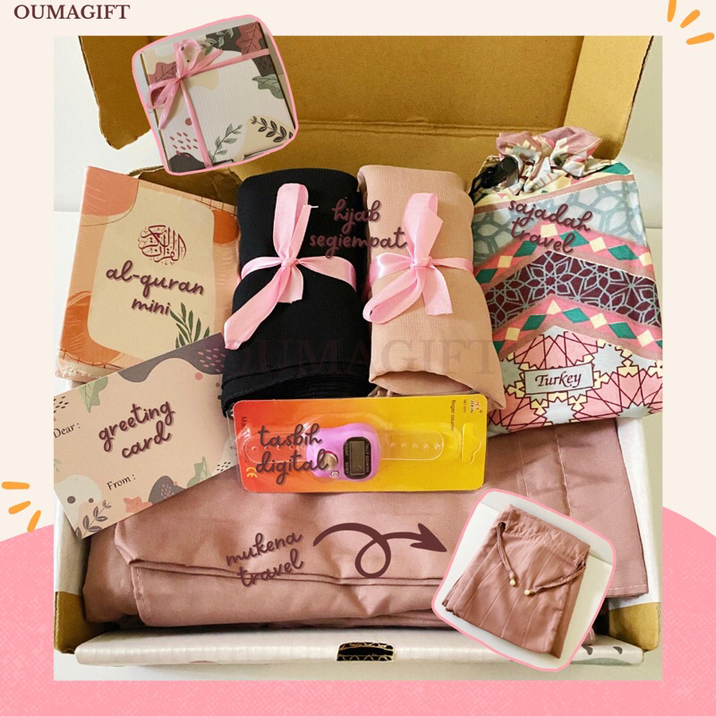 Kado Oumagift Hampers Mukena Premium Gift Box Sajadah Mukena Traveling Cewek Wanita Kado Hadiah Satu