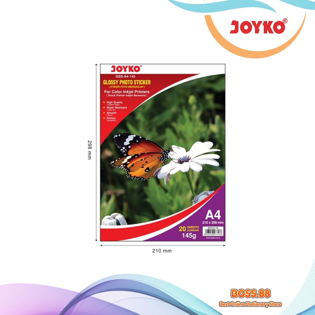 

GLOSSY PHOTO PAPER STICKER / KERTAS FOTO STIKER JOYKO A4 145 GR (1 PAK)