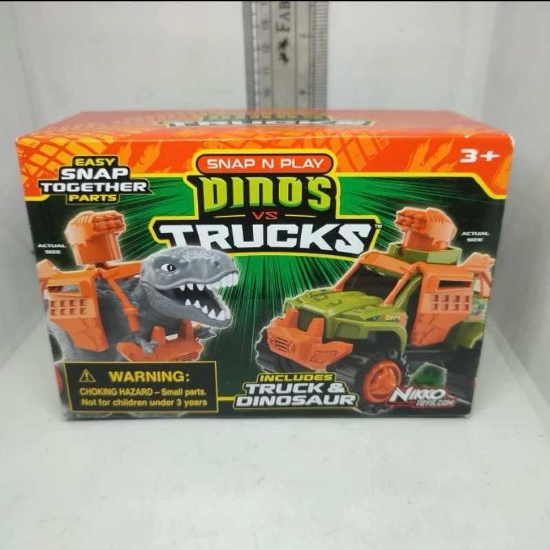 Mainan Anak Snap n Play Dinos VS Trucks Trex (A) Ori Nikko Toys