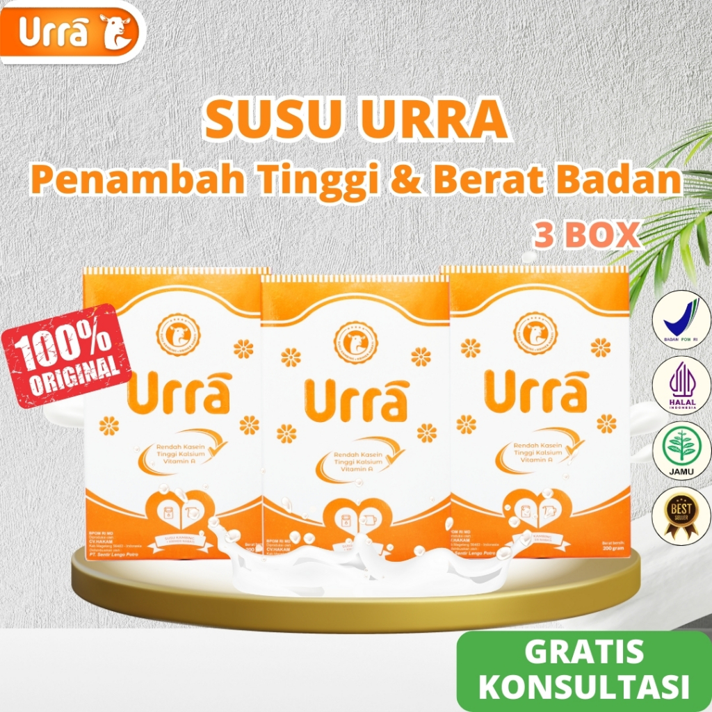 

Urra Susu Kambing Saanen Eropa Original Penambah Tinggi Badan Dan Berat Badan Anak - 3 Box