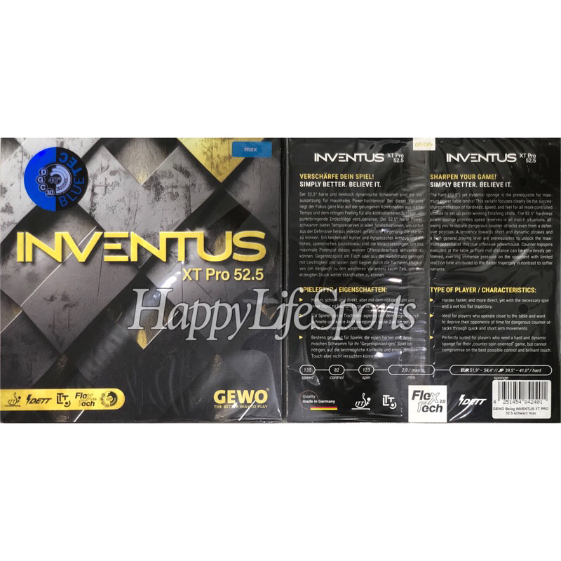 [ORIGINAL] Karet Pingpong Gewo Inventus XT Pro 52.5