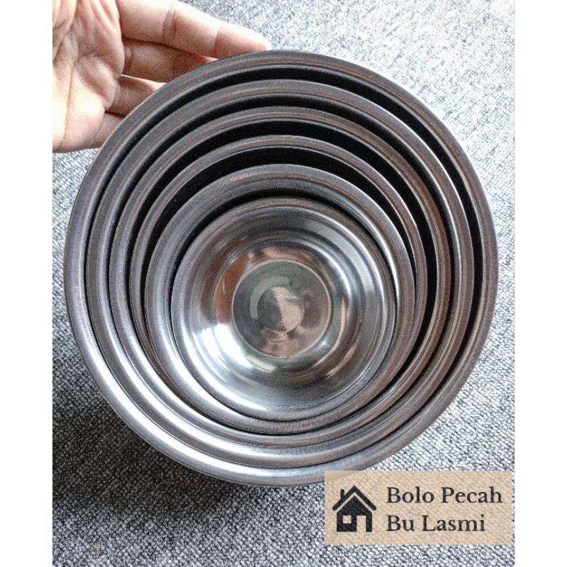 1 Set 6 Pcs Ukur No 14-24 Mangkok Stainless / Mangkok Baskom Stainless / Mangkok Stainless Serbaguna