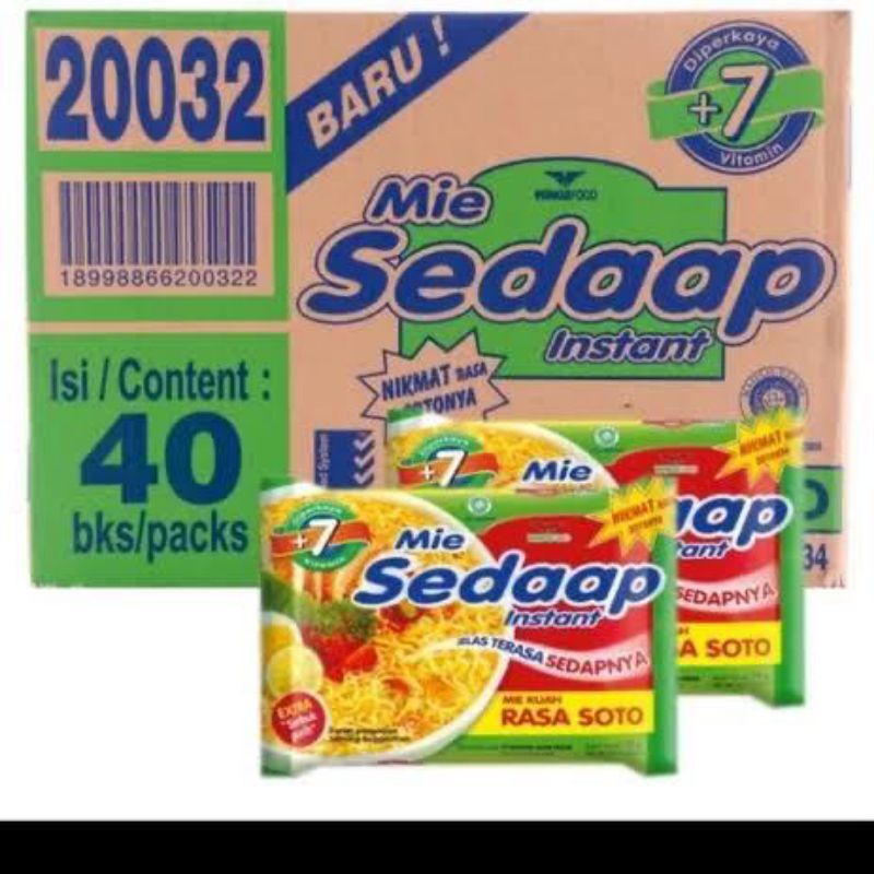 

Mie Sedap Kuah soto 90gr 1dus 40pcs