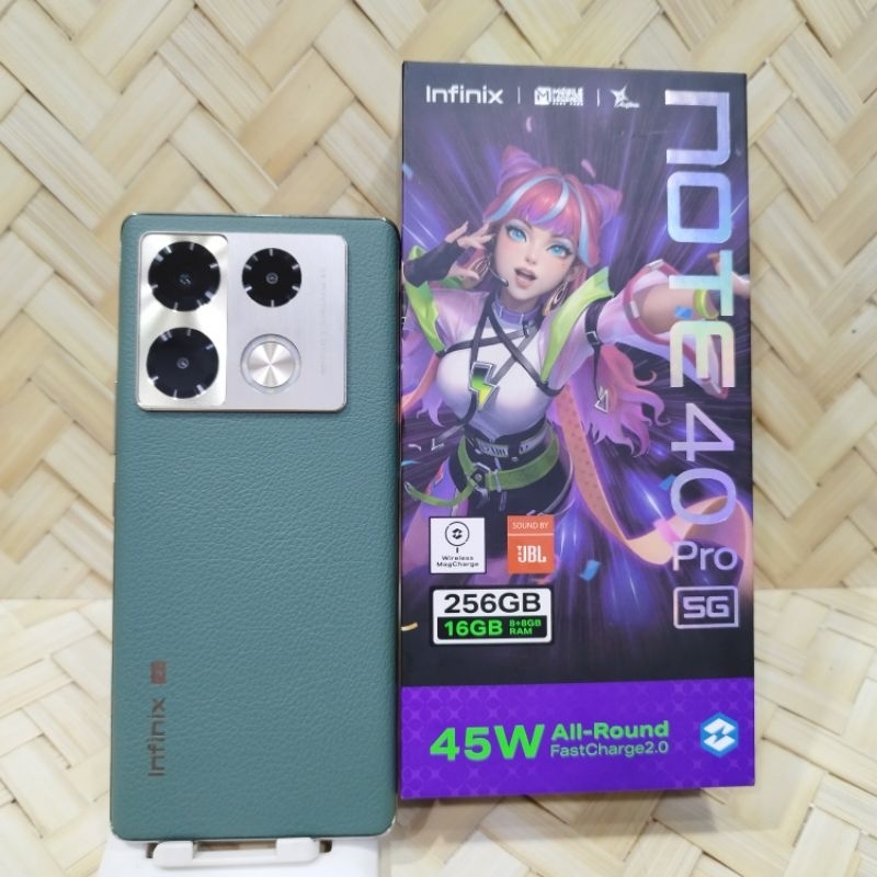 Infinix Note 40 pro 5G 8/256GB handphone second fullset batangan original bergaransi