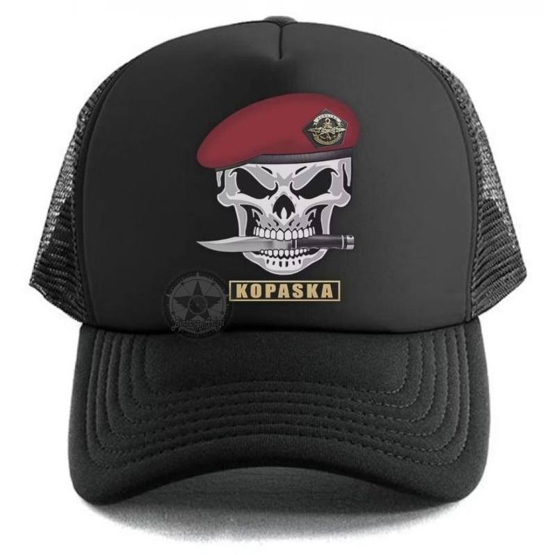 TOPI TRUCKER KOPASKA CORAK TENGKORAK