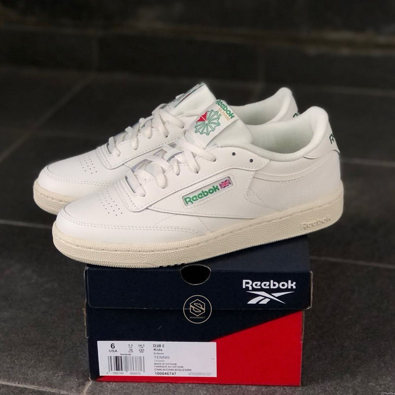 REEBOK CLASSIC CLUB C 85 VINTAGE BOYS KIDS WOMEN’S ADULT CHALK WHITE GREEN ORIGINAL