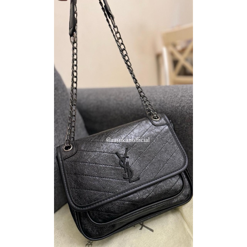 Tas Selempang Wanita Tas Kantoran Wanita Hitam Tali Rantai