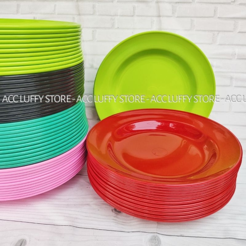 SATU LUSIN Piring Melamin teba tahan panas - Piring Melamin Polos 23cm - Piring Makan Melamin 1 lusi