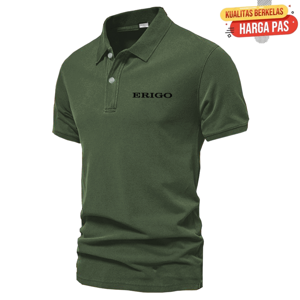 Baju Distro Style Polo Kerah Erigo Terbaru Text Hitam Kaos Polo T Shirt Denim Premium Quality Atasan