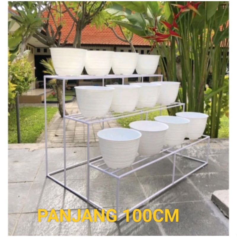 _Adudushop Rak Bunga Susun 3 Panjang 1 Meter /Standing Pot Bunga Susun 3 Besi / Standing Pot Besi