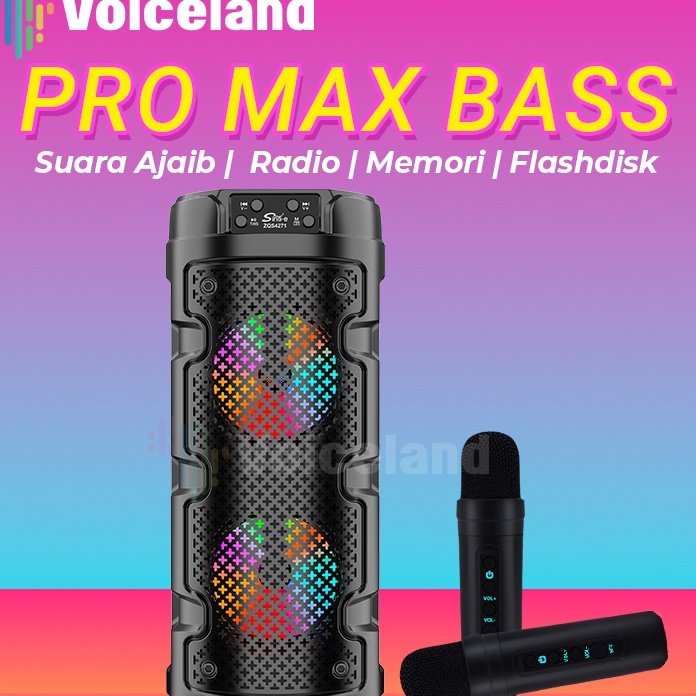 READY STOK PRO MAX BASSSpeaker Bluetooth Karaoke Besar Super Bass 2 Mic 8 Inch Polytron Protable Wir