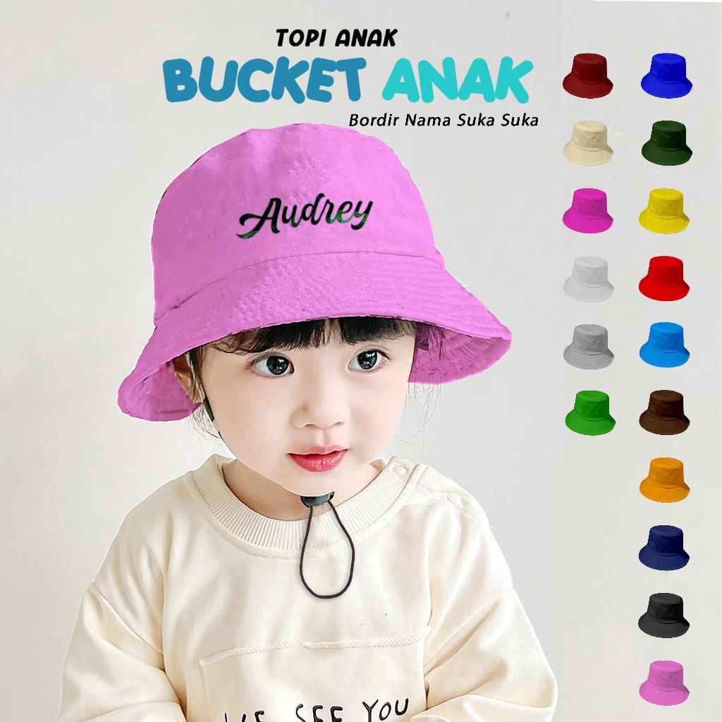 Free Bordir Nama Topi Bucket Anak Topi Anak Laki Laki Dan Perempuan