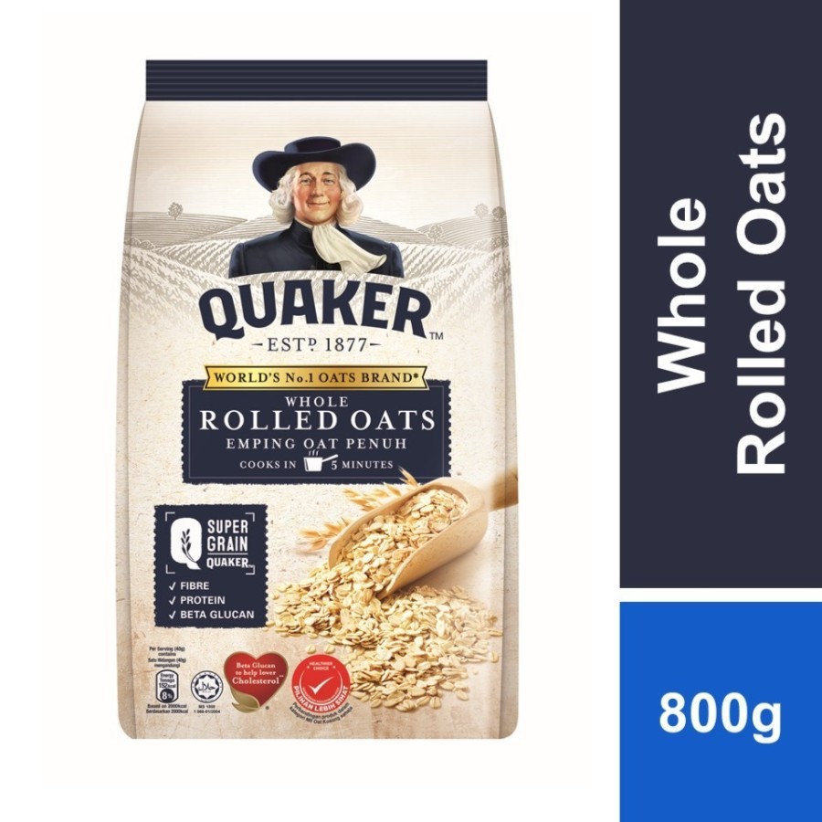 

Quaker Whole Rolled Oats 800 gr oatmeal emping oat utuh