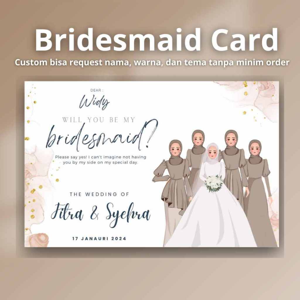 [Bisa satuan] Bridesmaid card/undangan bridesmaid + attire guide /hangtag bridesmaid aesthetic minim