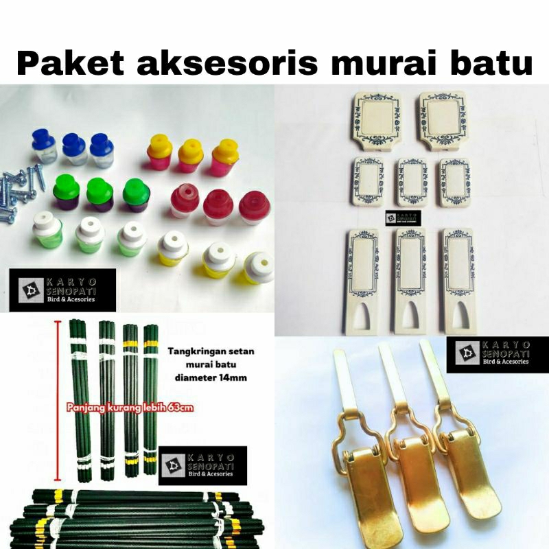 paket sangkar murai batu tangkringan setan klem koper lidah kaki karet stoper aksesoris sangkar mura