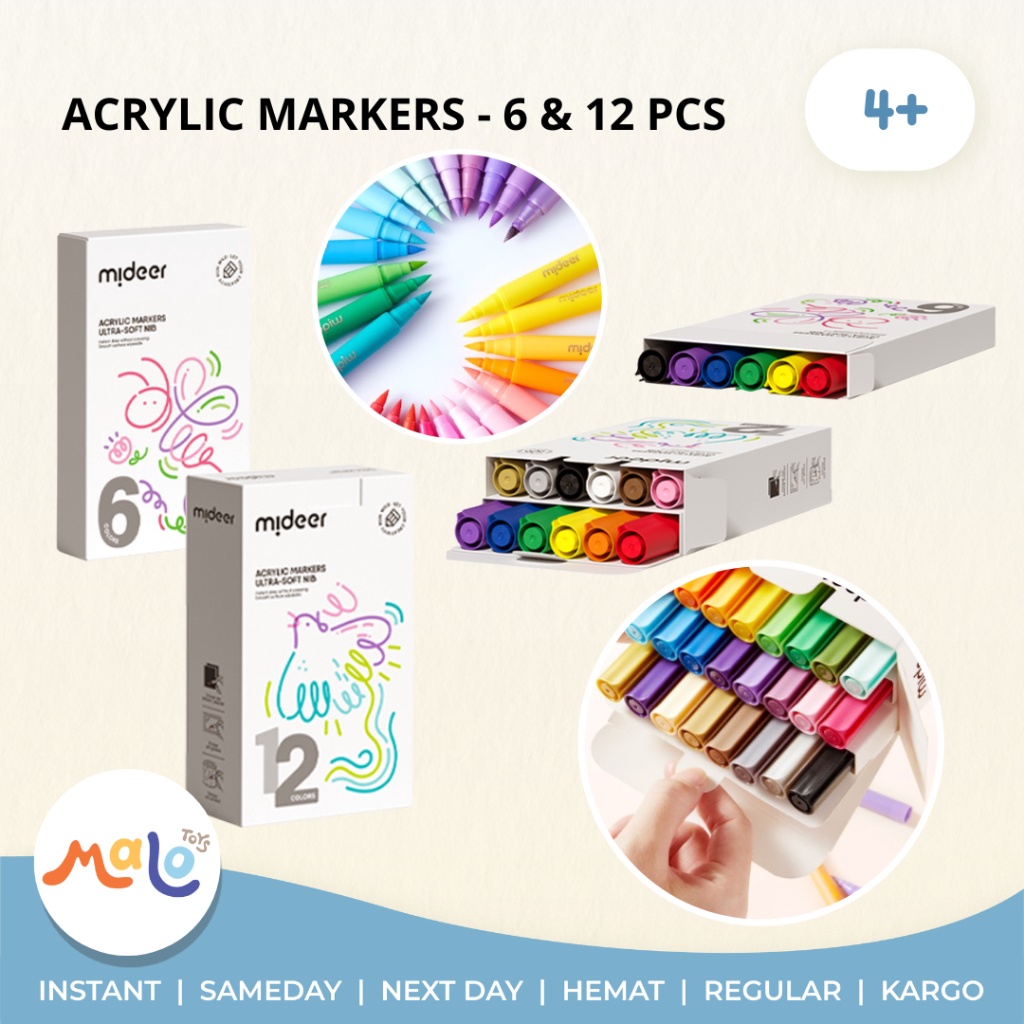 

Potongan 2 Belanja Mideer Acrylic Marker Spidol Akrilik Lembut Ultra Soft Nib 6 12 pcs Warna Colors Spidol Mewarnai Menggambar Kesenian Nontoxic Mainan Anak Prakarya Color A67