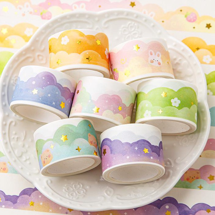 

BURUAN ORDER GAN Washitape Masking Tape Selotip Kertas Motif Awan Warna Pastel Karakter Kartun Lucu Model Korea Jepang Aesthetic Untuk Hias buku Journal Diary Catatan Harian Memo Scraping Book HP Tempat Pensil ATK dll