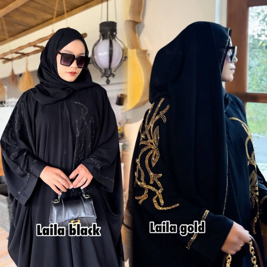 Abaya Kaftan Hitam Turkey Gamis Arab Saudi Dubai Kaftan Layla
