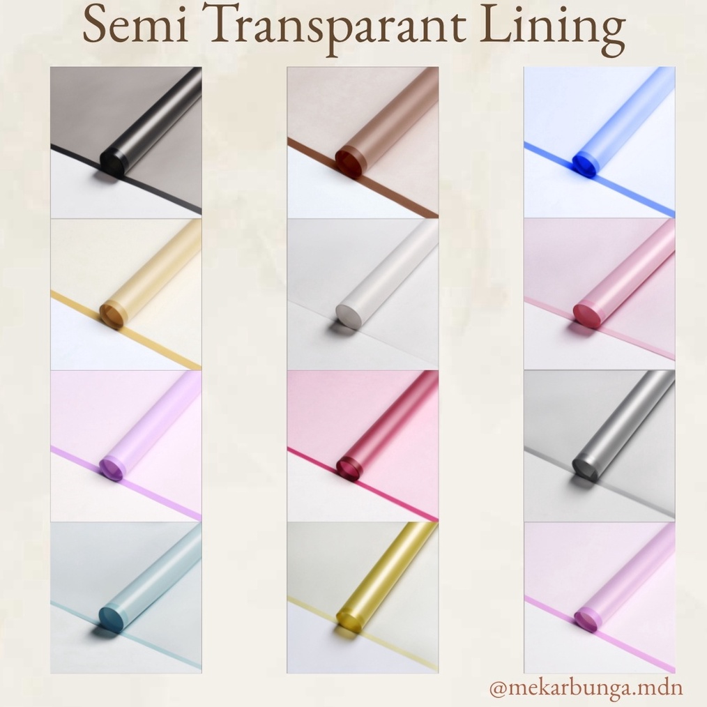 

K 42 LEMBAR Kertas Bunga Cellophane Coloured Semi Transparant With Lining Korean Flower Wrapping Waterproof Buket Bunga