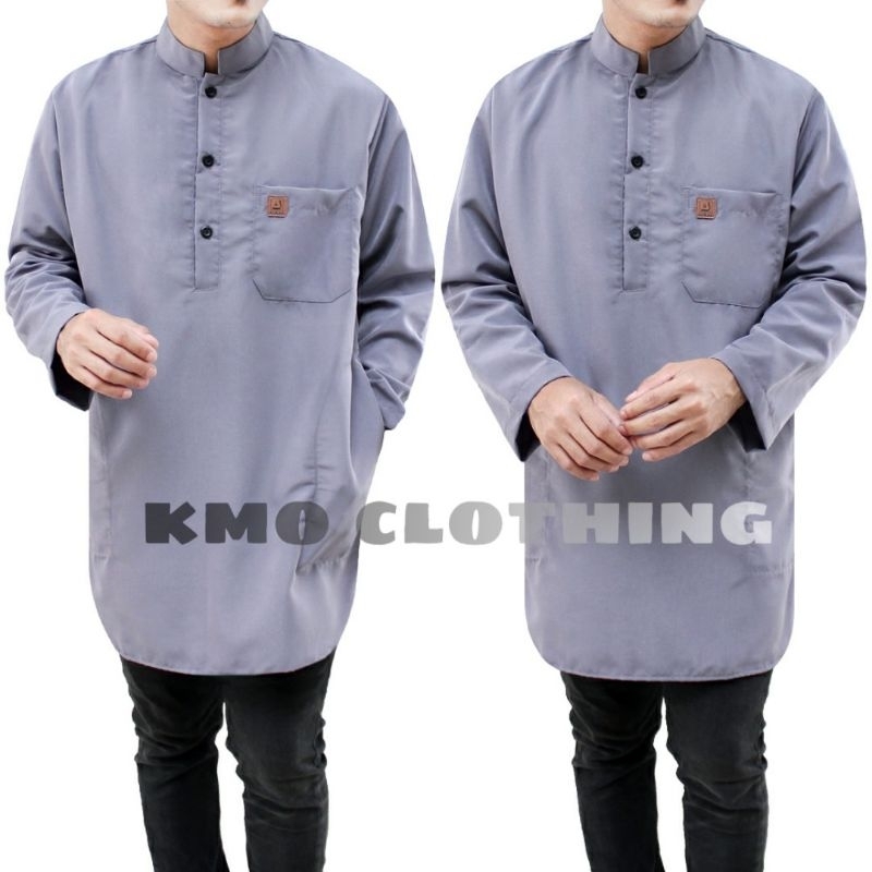 KMO Baju Koko Kemeja Kurta Pakistan Pria Jumbo Lengan Panjang