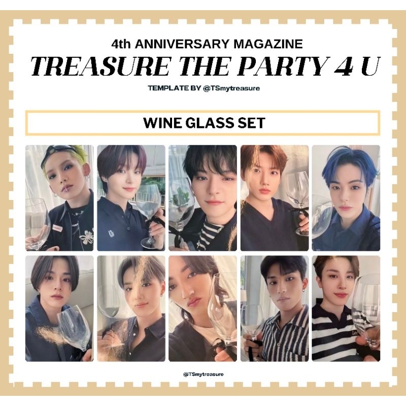[Ready Stock] Photocard official MD 4th Anniversary treasure wine glass set the party 4U yoshi junky