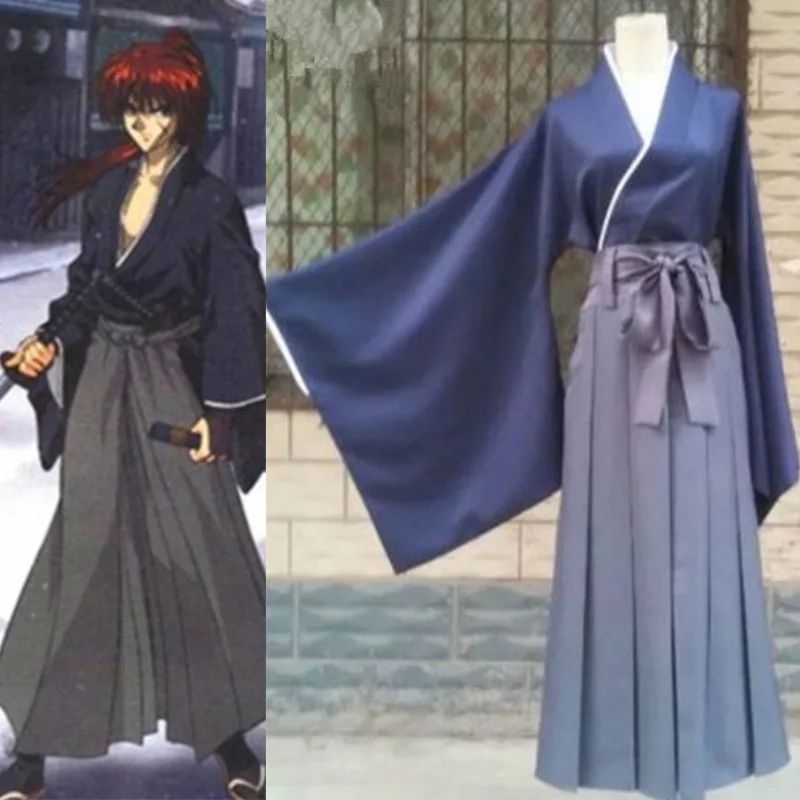 Kostum Samurai Jepang Lengkap dengan Pedang untuk Cosplay Pria