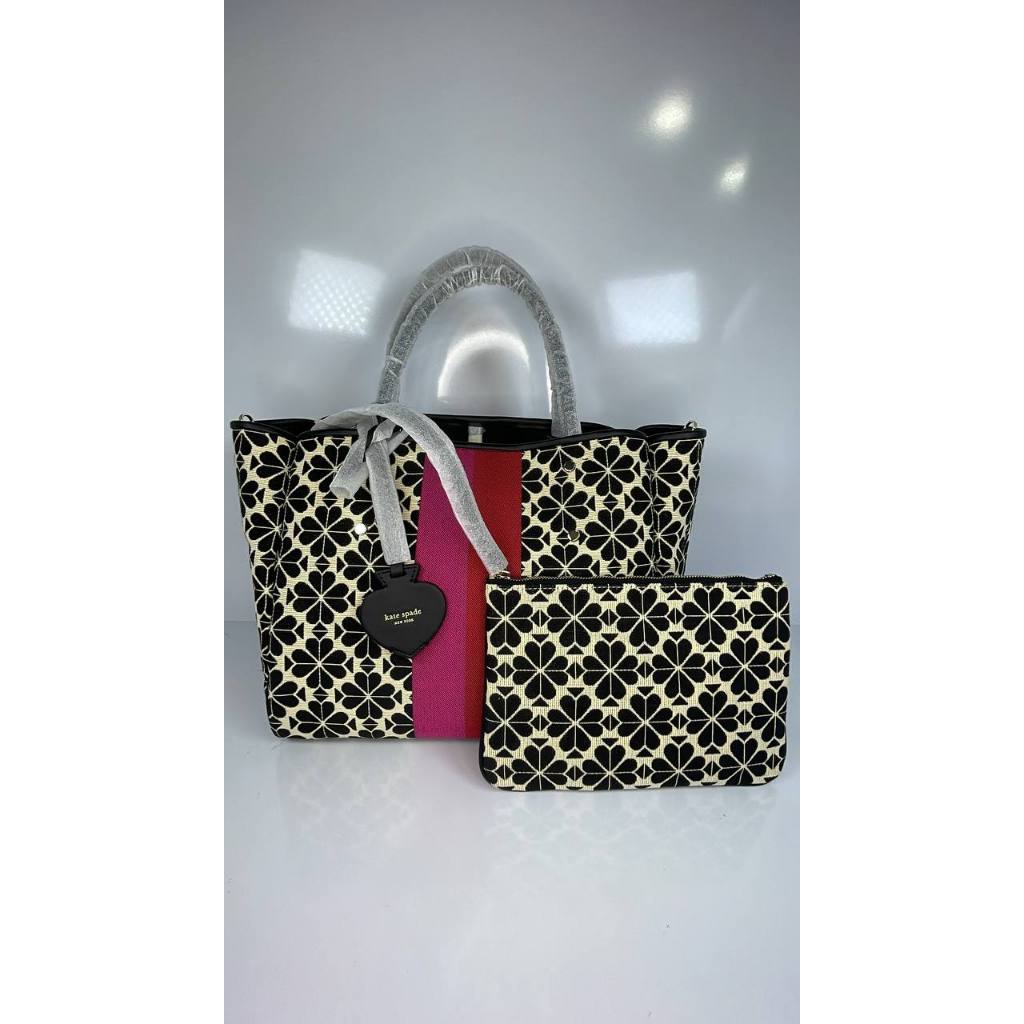 KS TOTE BAG l TAS WANITA l TAS BRANDED l TOTE BAG l KS FLOWER JACQUARD STRIPE AUTHENTIC