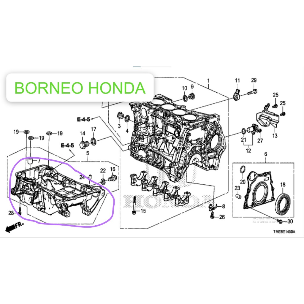 BAK OLI MESIN PAN CARTER OIL CYLINDER BLOCK BLOK MOBIL CRV GEN 5 RW1 RW3 TURBO 1500 1,5 CC 2018 2019