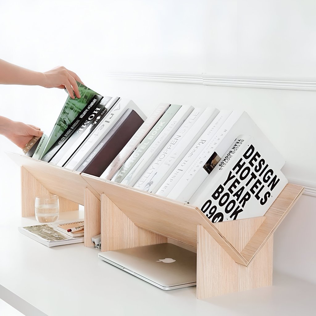 RAK BUKU KAYU MINIMALIS UNIK