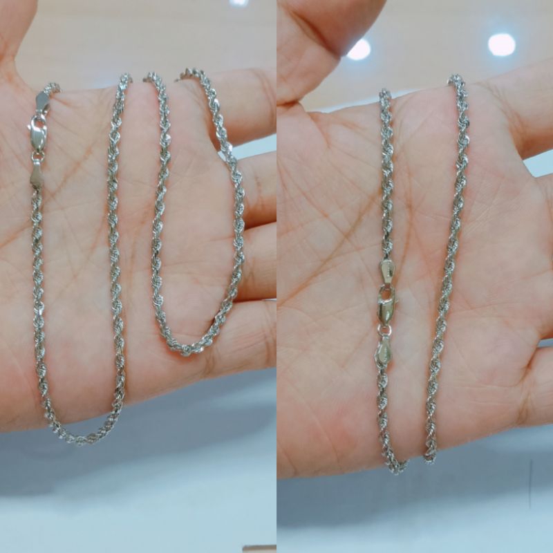 Kalung Dewasa Asli perak silver925 lapis emas putih panjang 50cm kal030