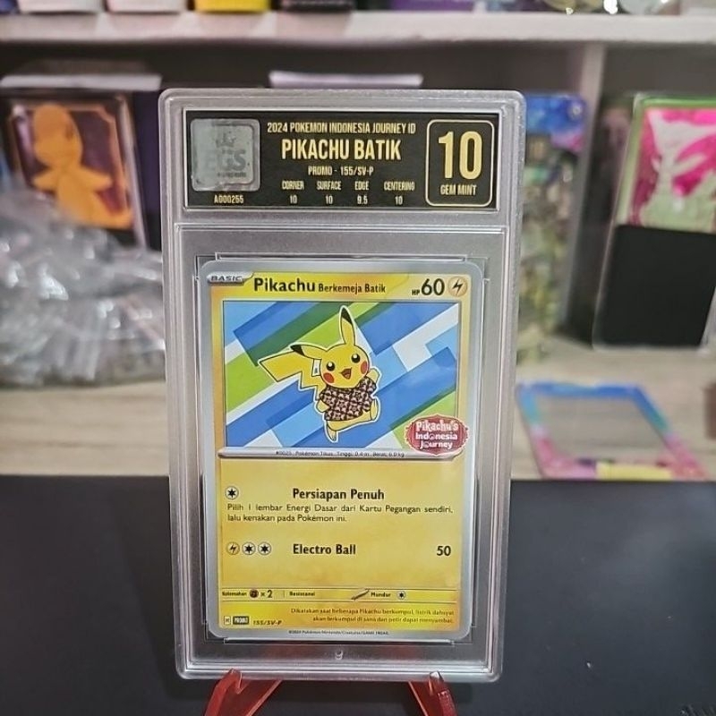 pikachu batik kartu pokemon indonesia tcg staryu slab grading egs 10 gem mint