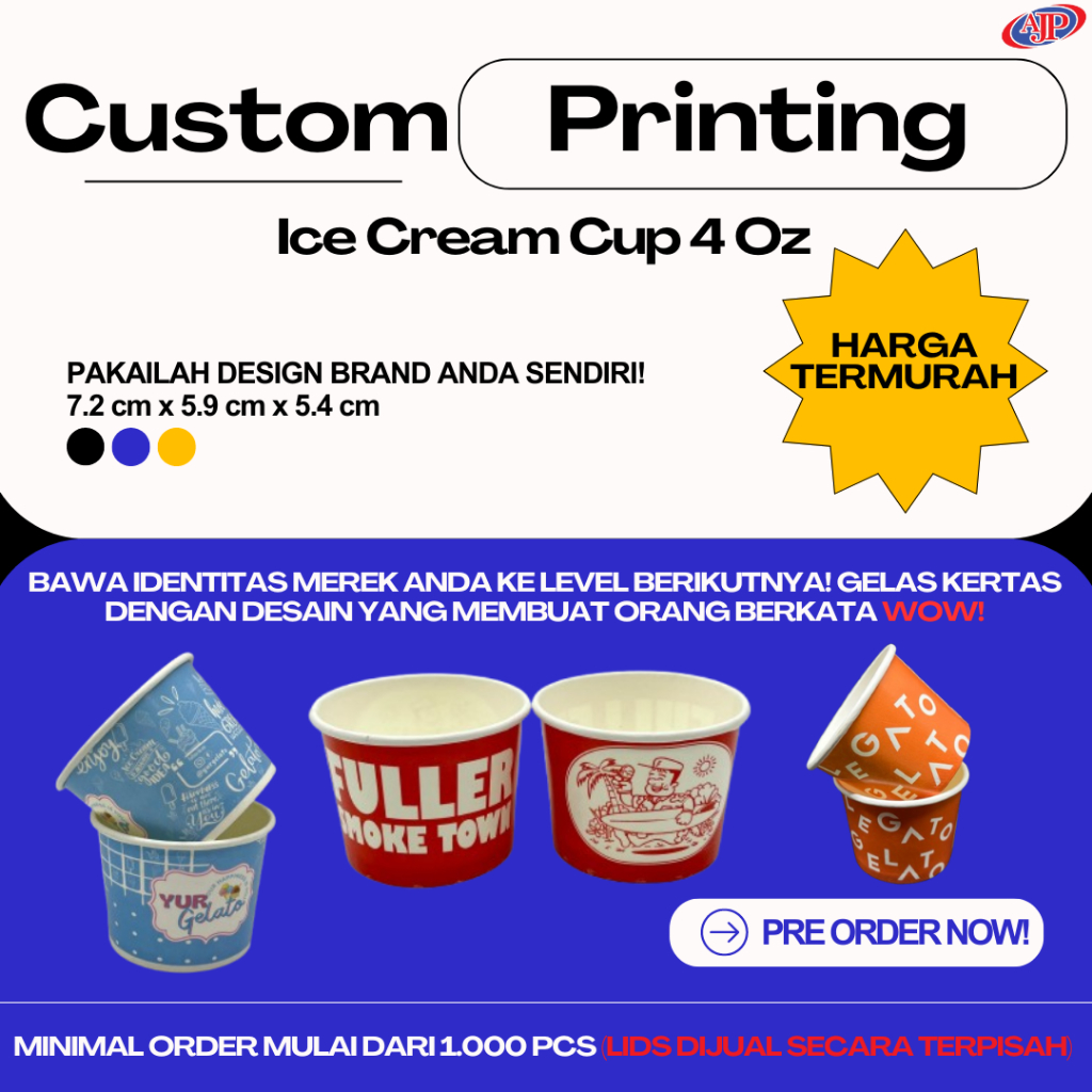 Custom Printing Ice Cream Cup 4 Oz