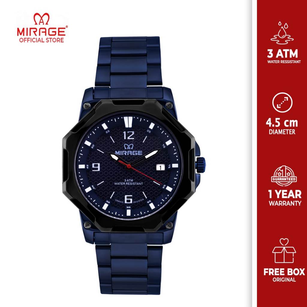 Mirage Jam Tangan Pria Sporty 8817 M Biru Navy Blue Original Miragewatch Water Resist Tanggal Aktif