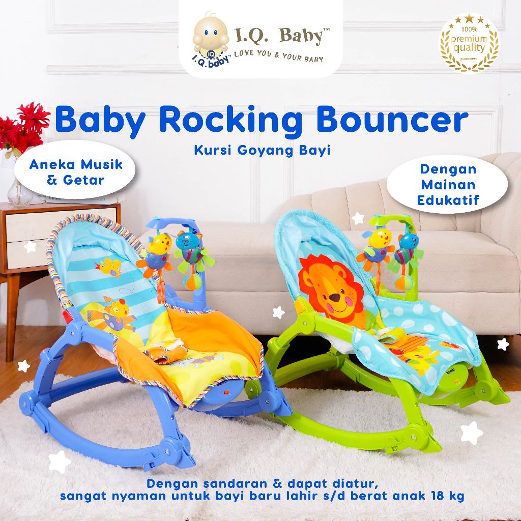 I.Q. BABY Bouncer with Music | Rocking Chair | Kursi Goyang dengan Musik untuk Bayi | Kursi Goyang M