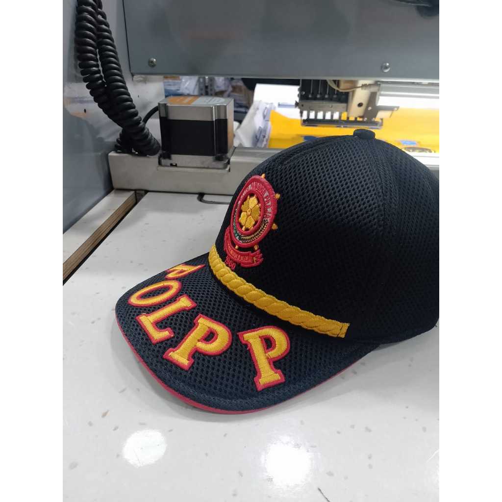Topi Jaring Hitam Logo Pol PP Timbul-Topi Pol PP list