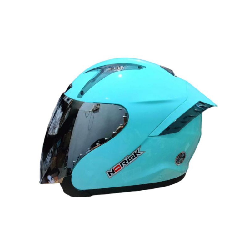 HELM VRC NORISK SOLID BLUE TOSCA PAKET GANTENG VISOR IRIDIUM TERMURAH BISA COD