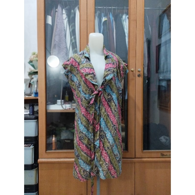 Outer batik luaran baju cewe batik etnik outer tanpa lengan luaran keren mewah k202