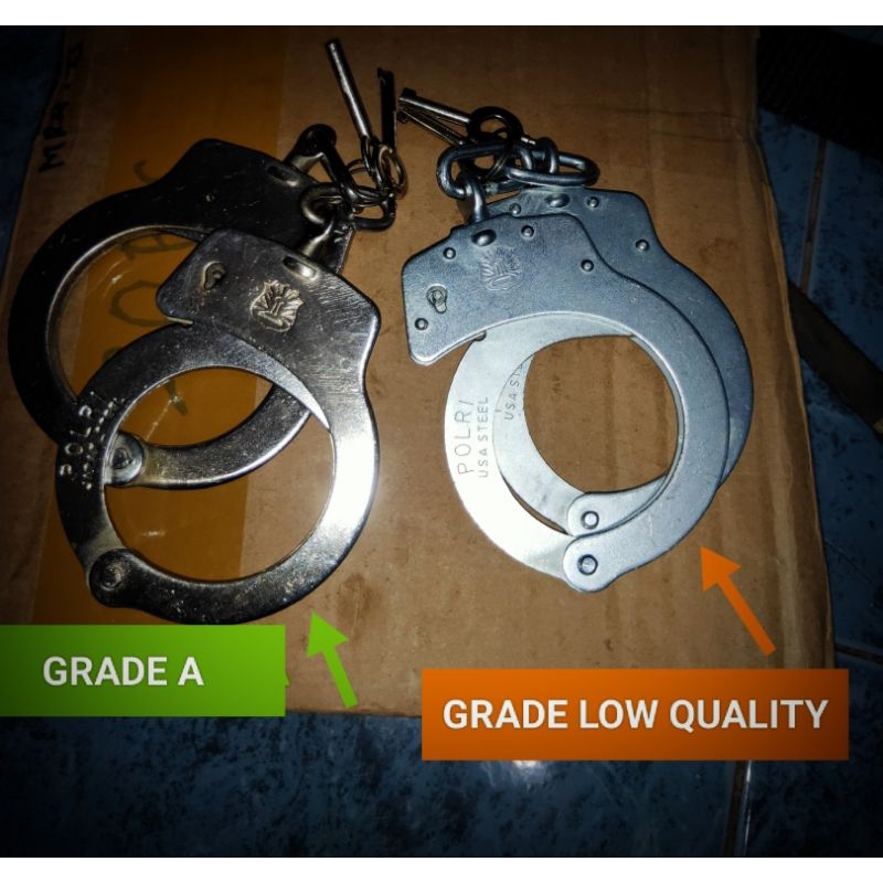 BORGOL GRADE A ORIGINAL borgol baja polri satpam security lengan handcuff kecrek besi borgol polisi 
