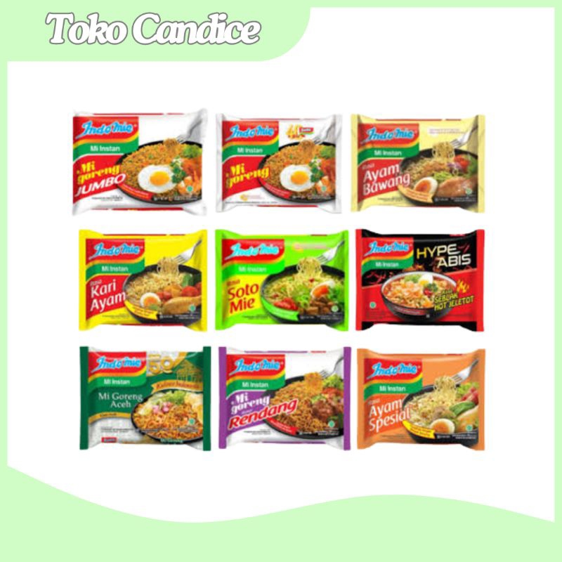 

Indomie 70 Gr All Varian (Goreng/Rendang/Seblak/Geprek/Aceh/Soto/Ayam Bwg/Kari/Kaldu Ayam/Soto Banjar/Rawon Pds/Ayam Spesial) 1pcs