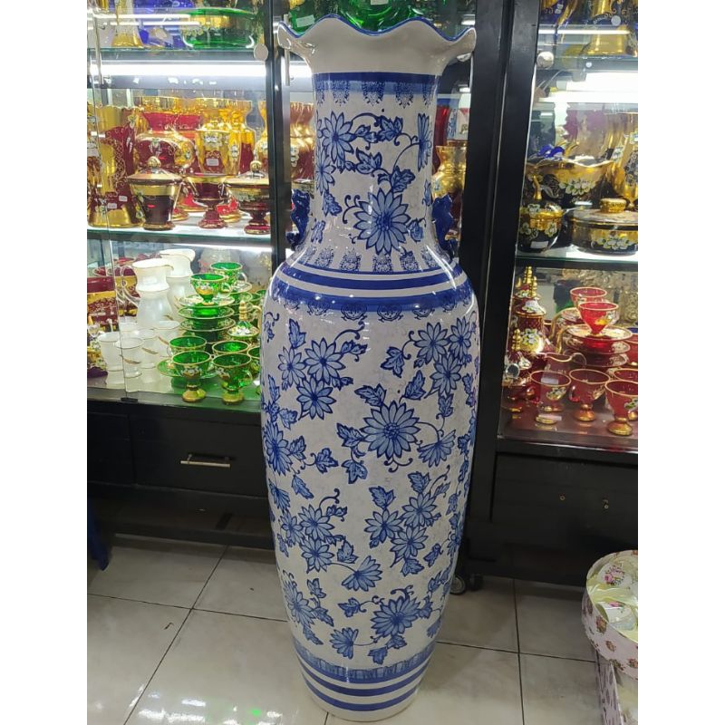 Guci biru putih keramik import/pajangan guci besar tinggi 120 cm