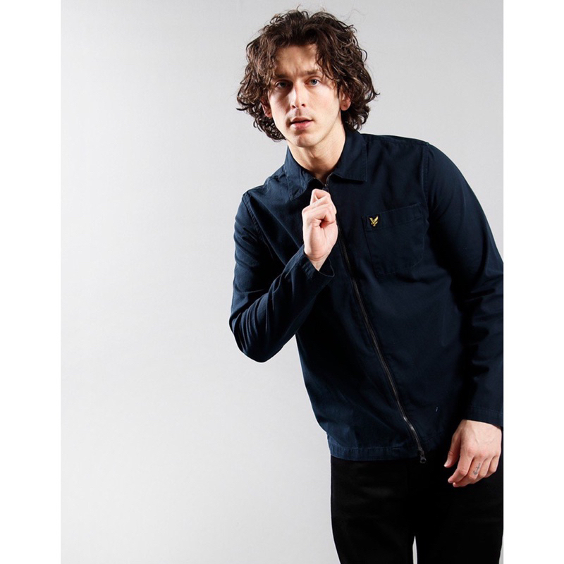 Lyle And Scott Cotton Twill Overshirt In Navy