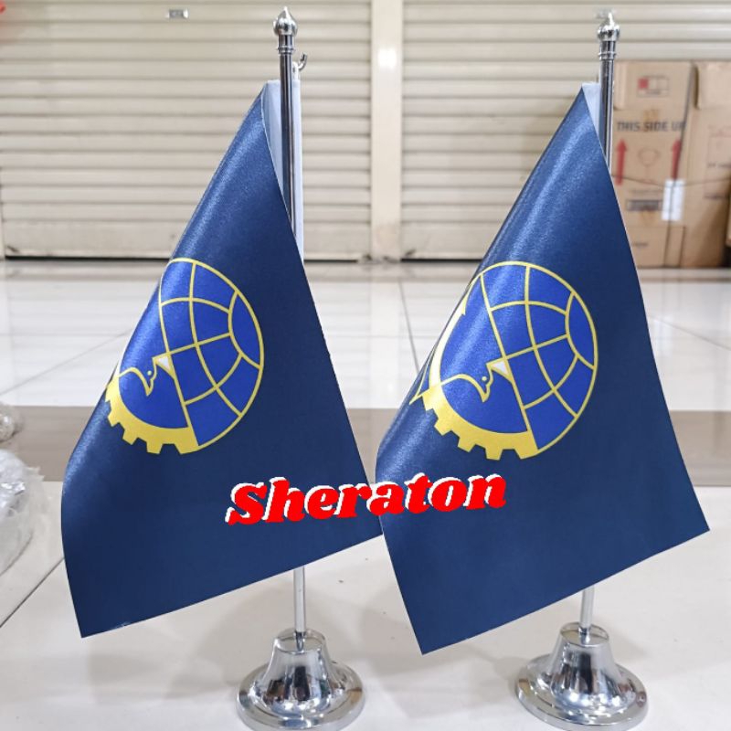 

bendera meja logo Dinas Perhubungan+tiang stenlis meja