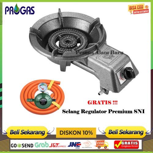 Kompor Gas 1 Tungku Cor Komersial Api Besar Biru, Cocok untuk Usaha Kuliner
