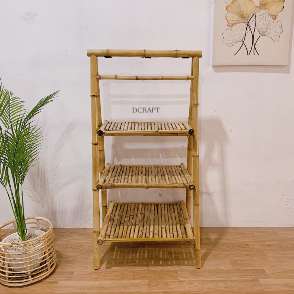 Rak Susun Bambu / Rak Serbaguna Susun 3 / Rak Bambu / Rak Sepatu / Rak Buku / Rak Tanaman