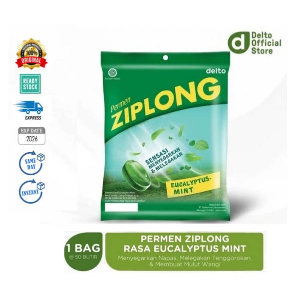 

(Isi 50 pcs) Ziplong Permen Eucalyptus Mint EXP 2026 Permen Herbal Jahe Jeruk Nipis