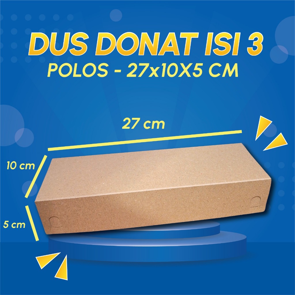 DUS BOX DONAT ISI 3 KRAFT LAMINASI KEMASAN DONUTS POLOS 27x10x5